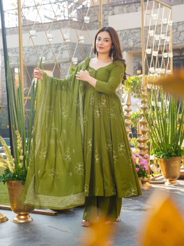 Clover Glow Green Anarkali Suit Set
