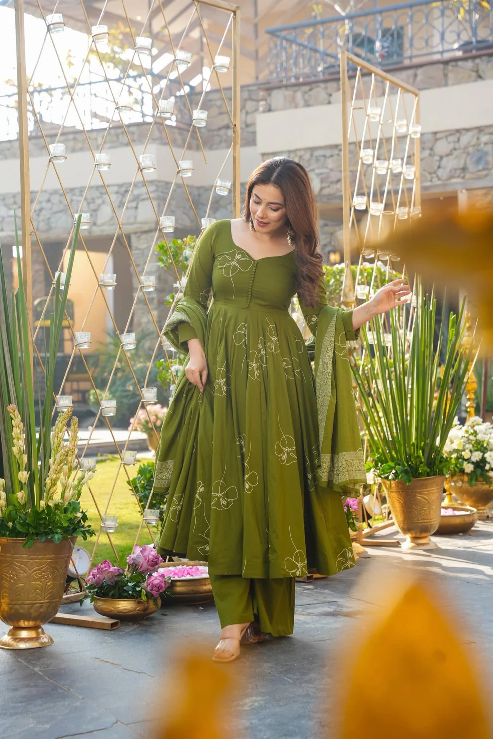 Clover Glow Green Anarkali Suit Set - Image 2